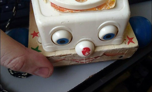 1961 Vintage Fisher Price Chatter Telephone Wood (Usado)