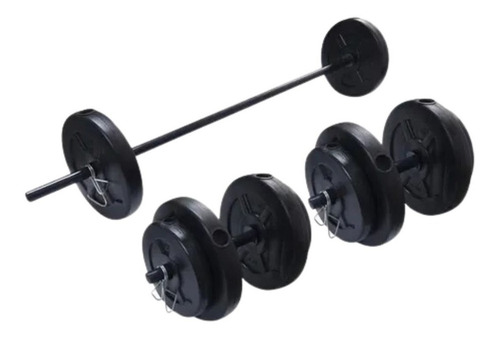 Imagen 4 de 7 de Kit 2 Mancuernas + Barra + 24 Kg. Discos Pesas Pvc Sonnos