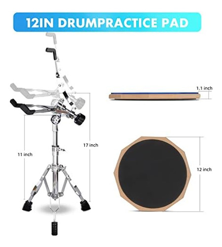 Drum Practice Pad Snare Drum Stand Set 12 In Con Almohadilla