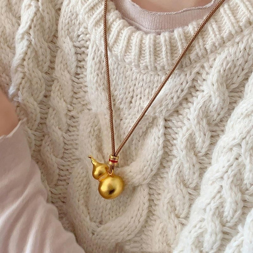 Collar Con Colgante De Calabaza, Collar Con Dijes A La Moda