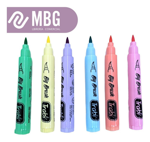 Imagen 4 de 7 de Marcador Trabi Big Brush X 06 Unidades Colores Pastel