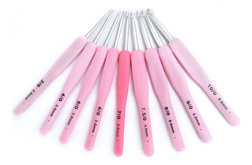 Juego De Ganchillo Diy Crochet Ergonómico Rosa Suave For Ab