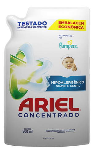 Sabão concentrado Ariel Suave e Gentil Hipoalergênico Suave e Gentil sachê 900 ml