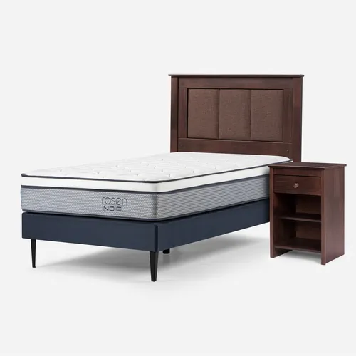 Cama Indie 1 Plaza Pata Acero + Respaldo Rachel Y Velador