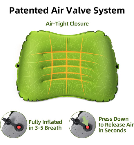Almohada Inflable De Camping Ergonómica Verde Claro