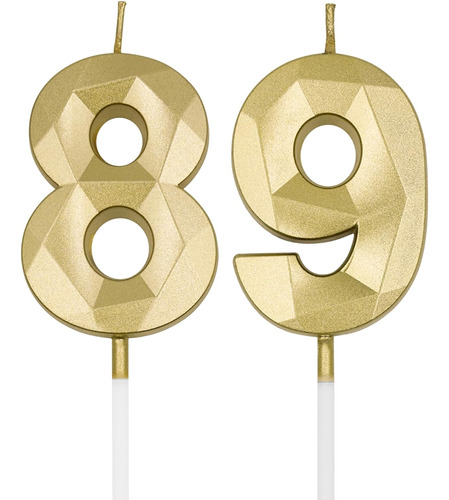 Velas De Cumpleaños Número 89 Y 98 Para Tartas, Color Dorado
