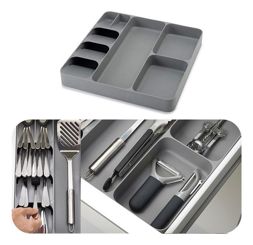 Bandeja Organizador Cubiertos Utensilio 36x37cm Cocina Cajón