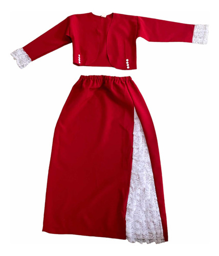  Traje De Huasa Elegante / Niña / Rojo