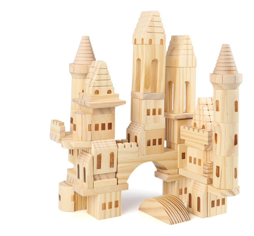 Garlictoys 75 Piezas De Bloques De Castillo De Madera, Caba