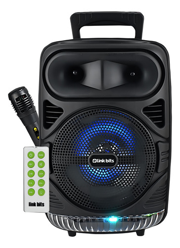 Bocina Bluetooth Grande Luz Led Microfono Tws 8 Pulg Control Negro