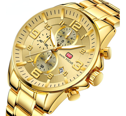 Mini Focus Hombres Negocios Oro Esfera Grande Relojes