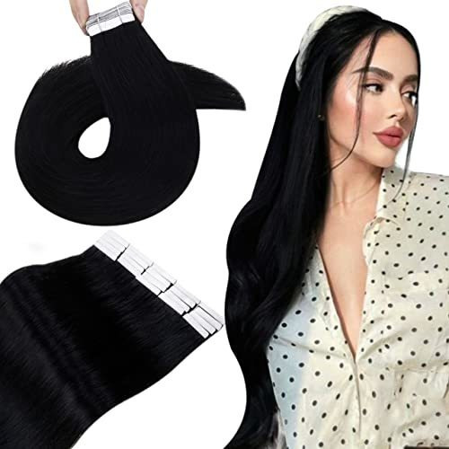 Hetto Tape In Hair Extensions Human Hair Black Tape 78w8z