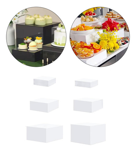 6 Pçs Acrílico Display Riser Caixa Aninhamento Branco