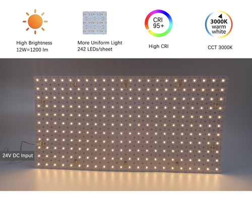 Laminas De Panel Led Flexibles De 24v, 36w, 3000k Calida 4u.