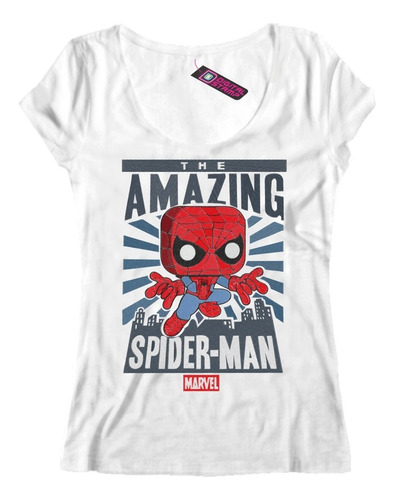 Remera Mujer Spiderman Marvel Efecto Bordado T770 Premium