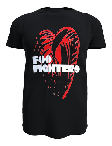 Polera Foo Fighters, Unisex 100% Algodón, Corazón Rojo