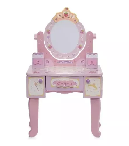 Tocador Infantil Con Silla Set De Belleza Fresas Rosa