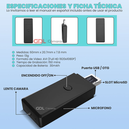 Camara Espia Memoria Usb, Sensor Movimiento Camara Oculta