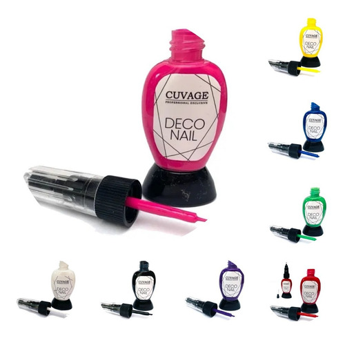Imagen 2 de 5 de Esmaltes Con Pincel Liner Doble Punta Deco Nail Art C