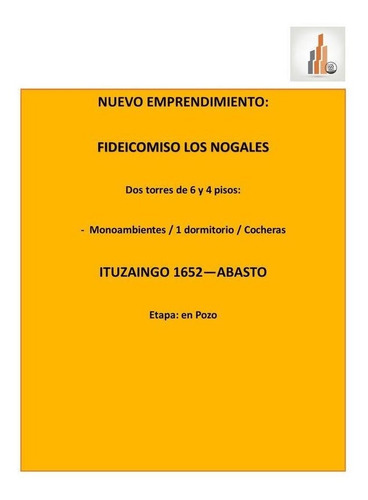 Departamento Monoambiente A La Venta Construcción Ituzaingo 1600 - Abasto