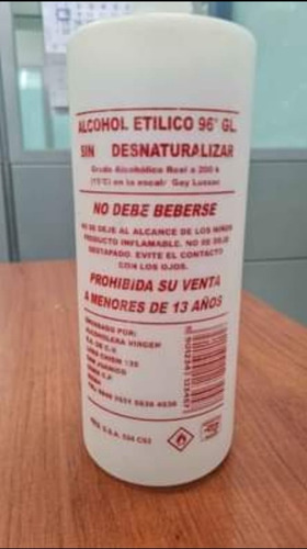 Imagen 2 de 2 de Alcohol Etílico 96° Virgen Caja C/12 Pzs
