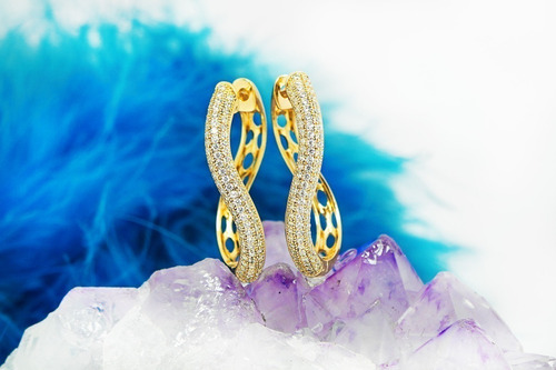 Aretes Arracada Oro 24k Cristal Estilo Mujer Casual Regalos