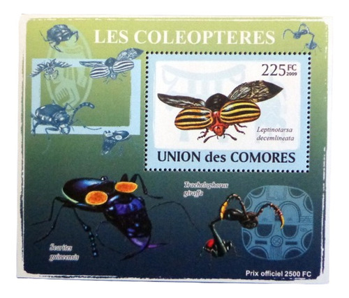 Comores Insectos, Bloque 1 Sello Coleop 225fc 09 Mint L9323