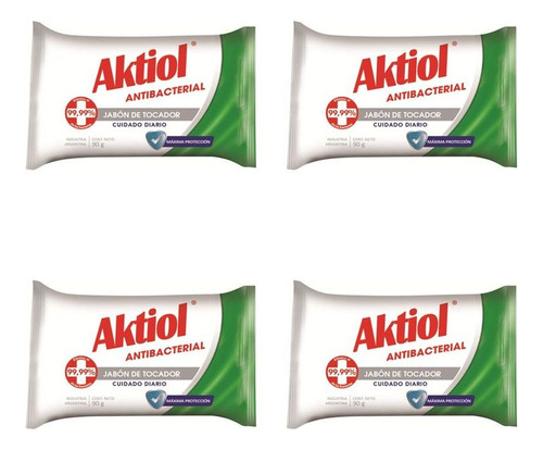 Jabon De Tocador Antibacterial Aktiol 90g Pack X4