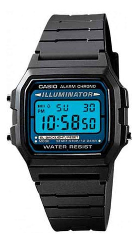 Reloj Casio F105w 1a Illuminator Negro Cronógrafo Digital