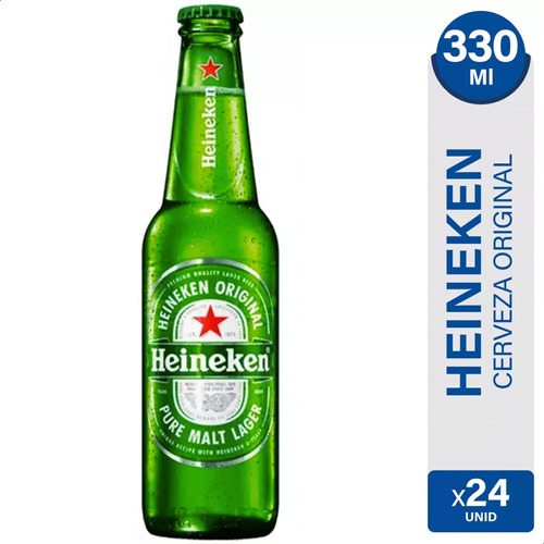 Cerveza Heineken Porron Rubia Caja X24 Unidades Pack