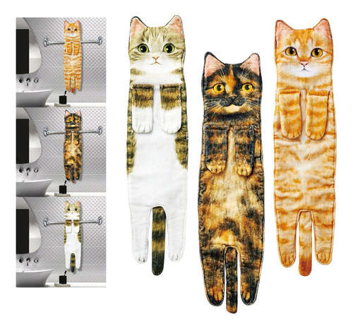 3pcs Multipurpose Cat Funny Hand Towels Drying Hands