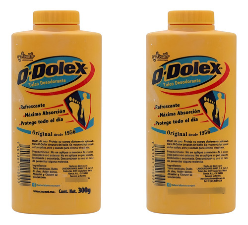 Par De Talcos Para Pies Odolex Amarillo Olor Original 300g