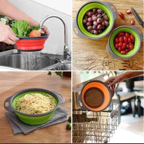 Colador De Silicona Plegable Frutas Verduras Escurrir Pastas Color