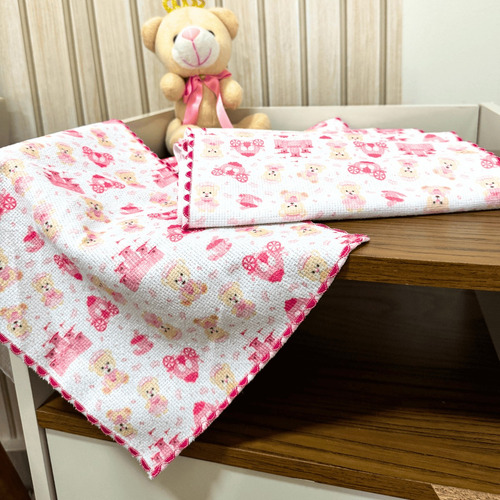 Kit 6 Babetes Bebê Toalha Ombro Atoalhada Macia Atoalhada Cor Ursinha Princesa