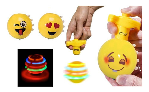 Pack 2 Trompos Luces Emoji Con Movimiento Música Divertido 