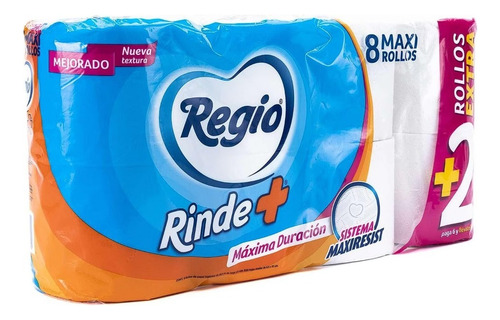 Rollo De Papel Higienico Regio Rinde+ 8 Rollos Con 430 Hojas