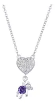 Comprar Collar Corazon Con Osito Colgando Plata Y Cubic