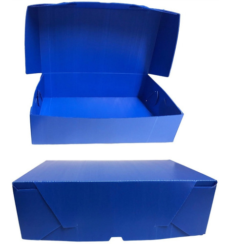 Imagen 1 de 6 de Caja Plástica Reforzada Oficio 12 Tapa Volcada Azul