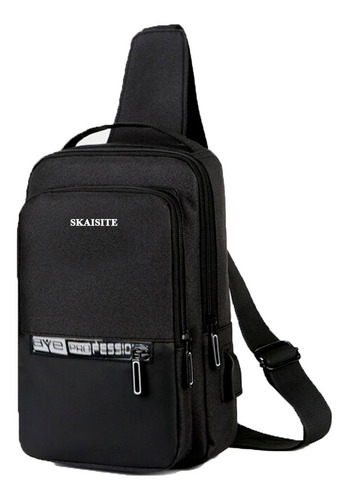 Pechera Impermeable Muramasa Usb Mochila Cruzada Al Hombro Color Negro