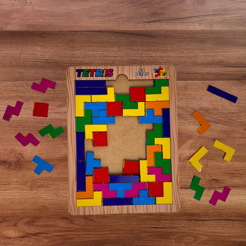 Quebra Cabeça Educativo Tetris Combinação De 51 Peças Mdf