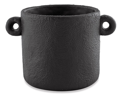 Cachepot Caldeirão Em Cimento Preto 16,5x24 Cm - D'rossi