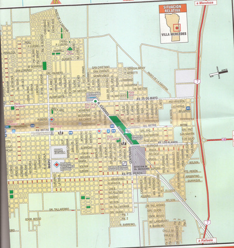 Mapa De Las Ciudades De San Luis Y Villa Mercedes 81 X 57 Cm