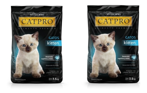 Imagen 1 de 5 de Alimento Premium Catpro Kitten X 2 Bolsas 7,5 Kg