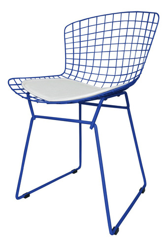 Silla Bertoia Pintada Plus Estructura De La Silla Tono Azul Oscuro Asiento Tono Azul Oscuro