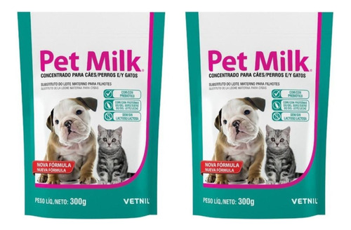 02 Pet Milk 300g Leite Concentrado Cães Gatos Filhotes