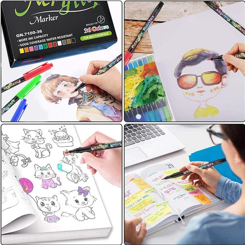 Imagen 8 de 9 de Lápiz De Color Acrílico Kit De Pintura De 36 Colores Plumone