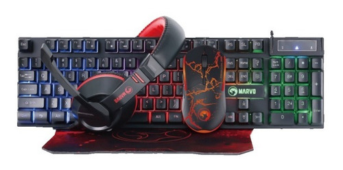 Kit Gamer 4en1 Marvo Cm409 (teclado/mouse/diadema/tapete)