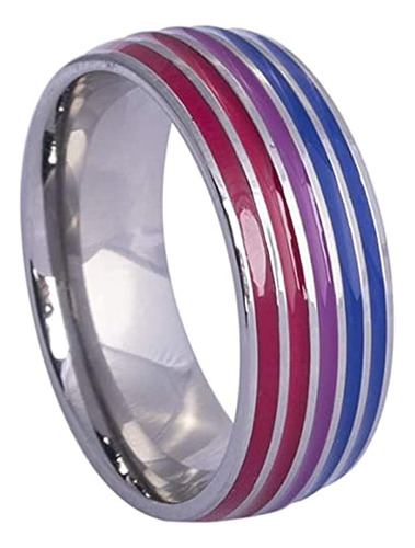 Anillo Ajuste Comodo Acero Inoxidable Con Orgullo Bisexual L