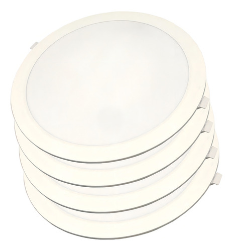Panel Redondo Led 24w Embutir Diseño Delgado King Pack X4 Estructura Blanco Frio