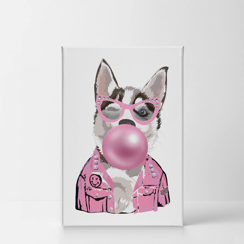 Retrato De Perro Husky Smile Art Design En Lienzo Impreso